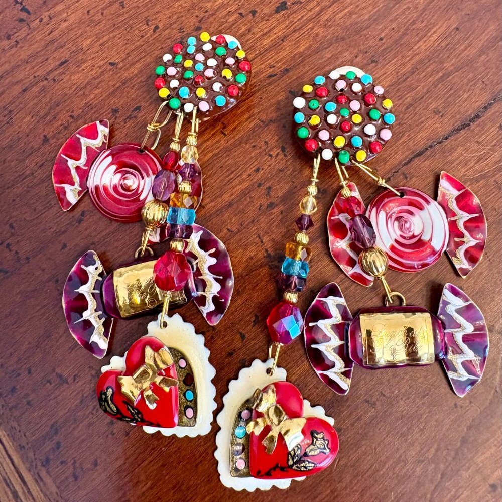 Lunch At The Ritz RARE Dangle Candy Heart Earrings